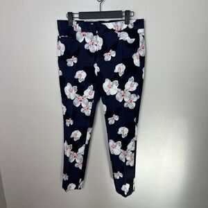 Banana Republic Sloan Floral Print Pants Cropped Career Size 4
